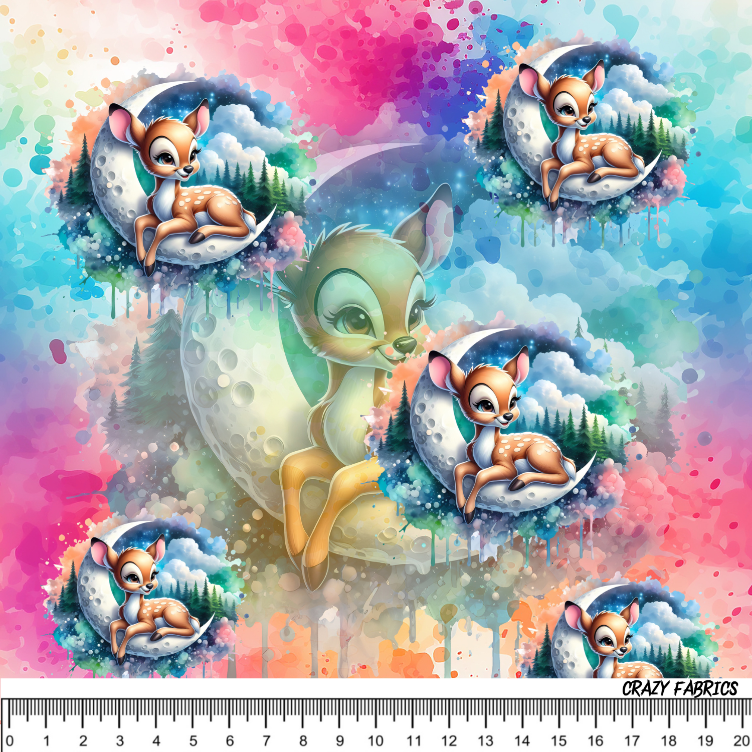 Stoff „Bambies and the Moon“