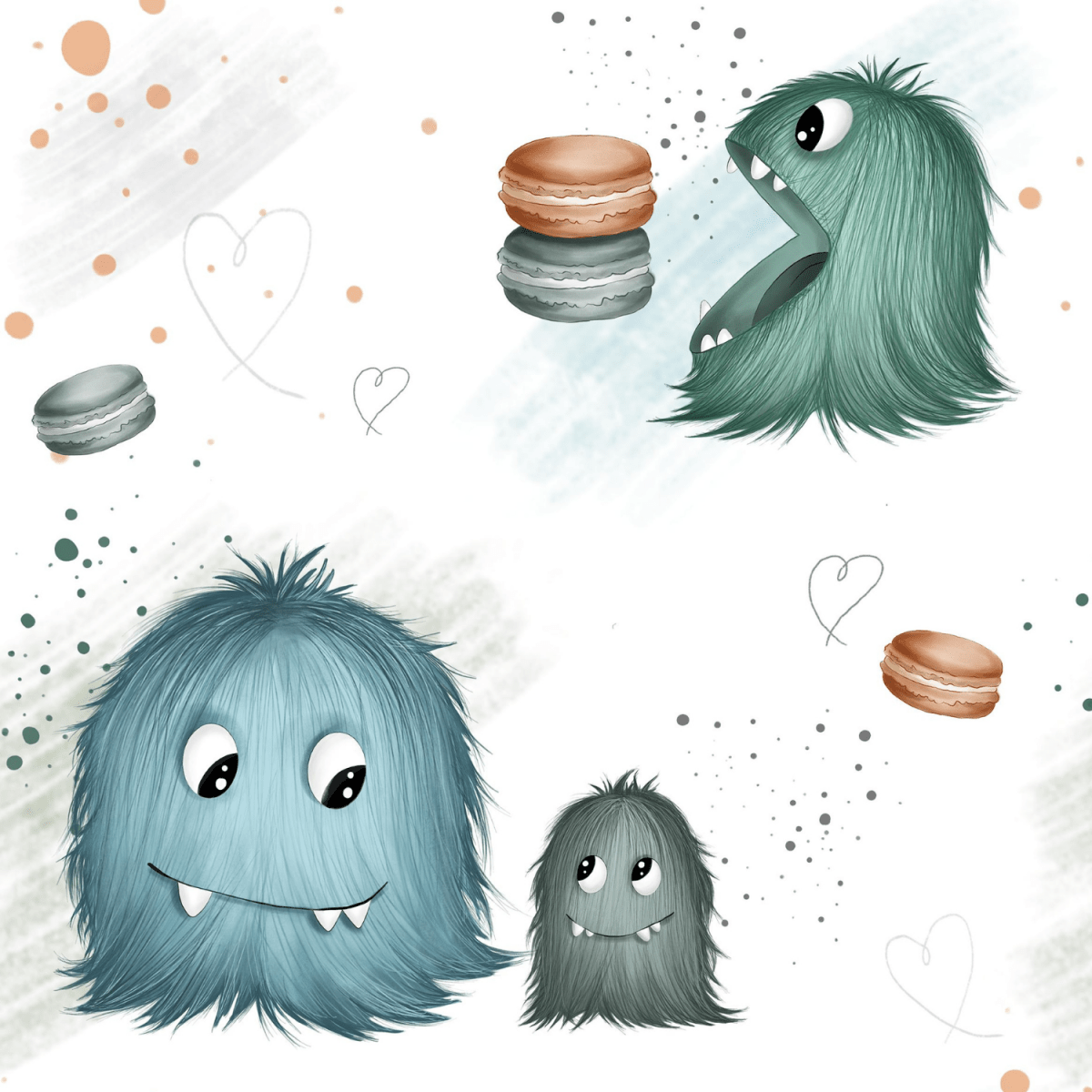 Stoff „ Macaron Monster“ - Crazy Fabrics