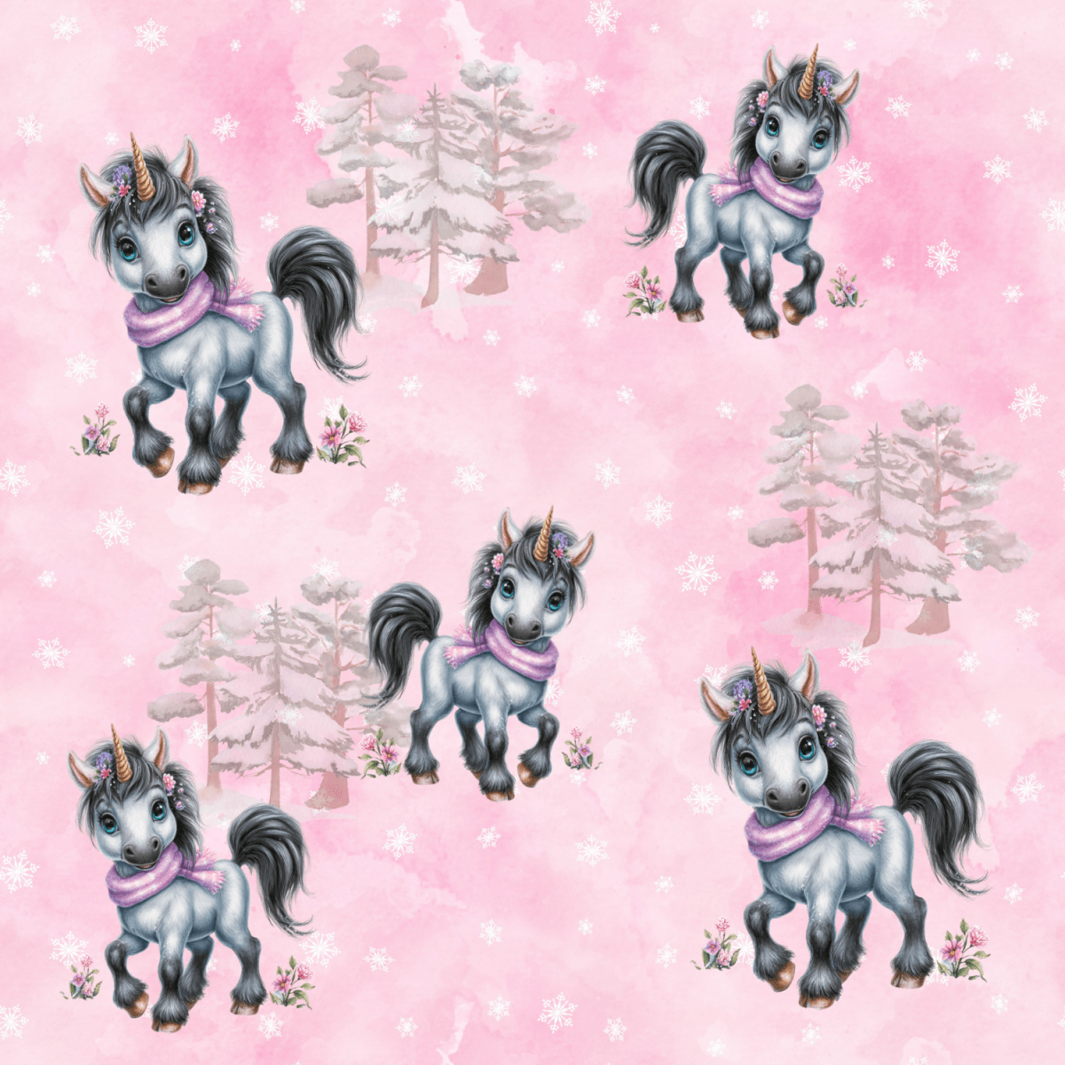 Stoff „Snow unicorn“