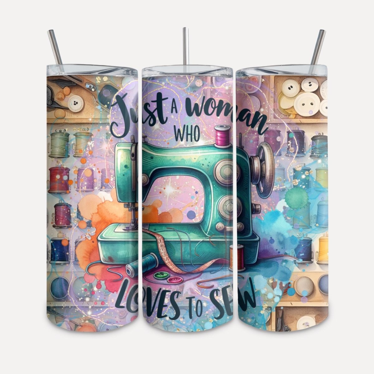 To Go Becher „Just Woman who loves to Sew“ - Crazy Fabrics