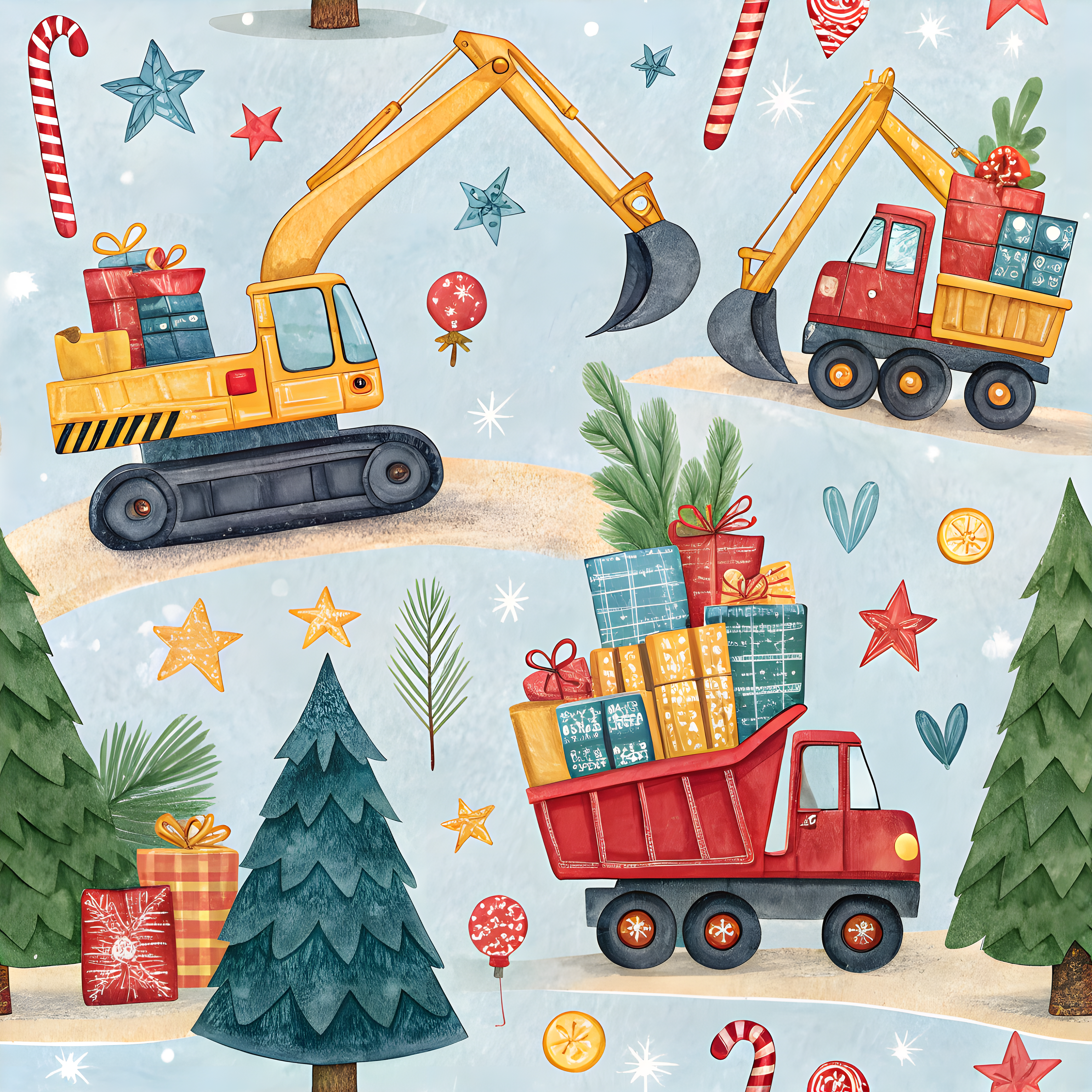 Stoff „Winter Baustelle“