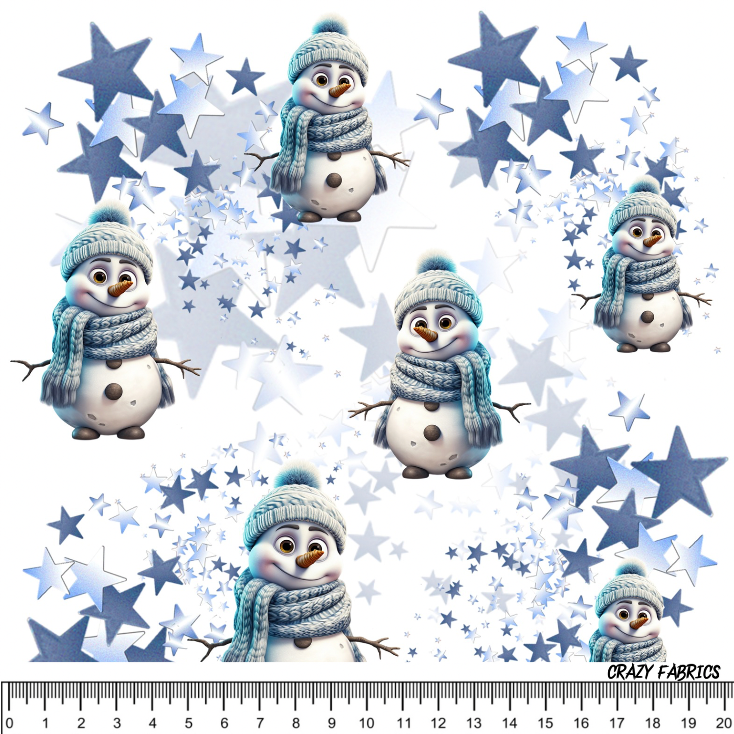 Stoff „Snowmen in the stars“