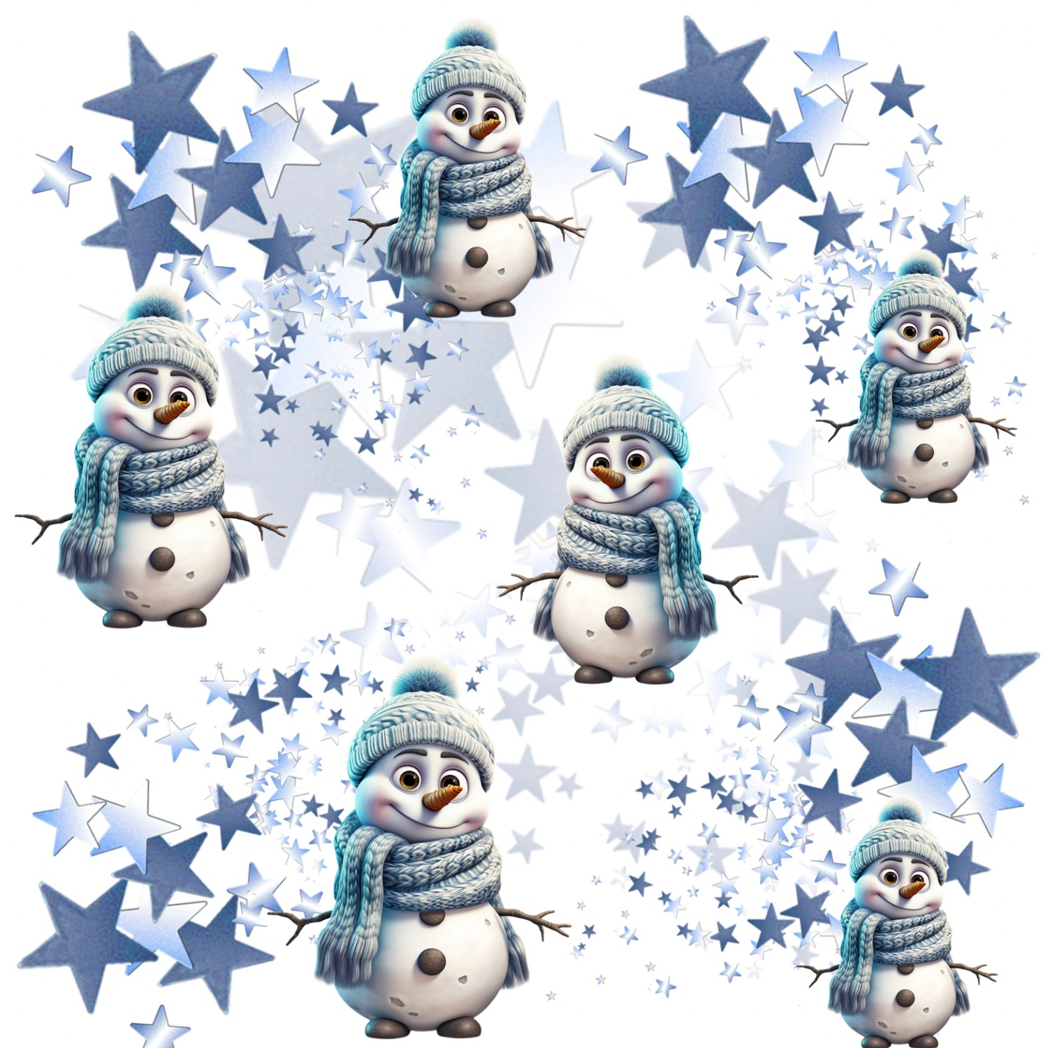 Stoff „Snowmen in the stars“