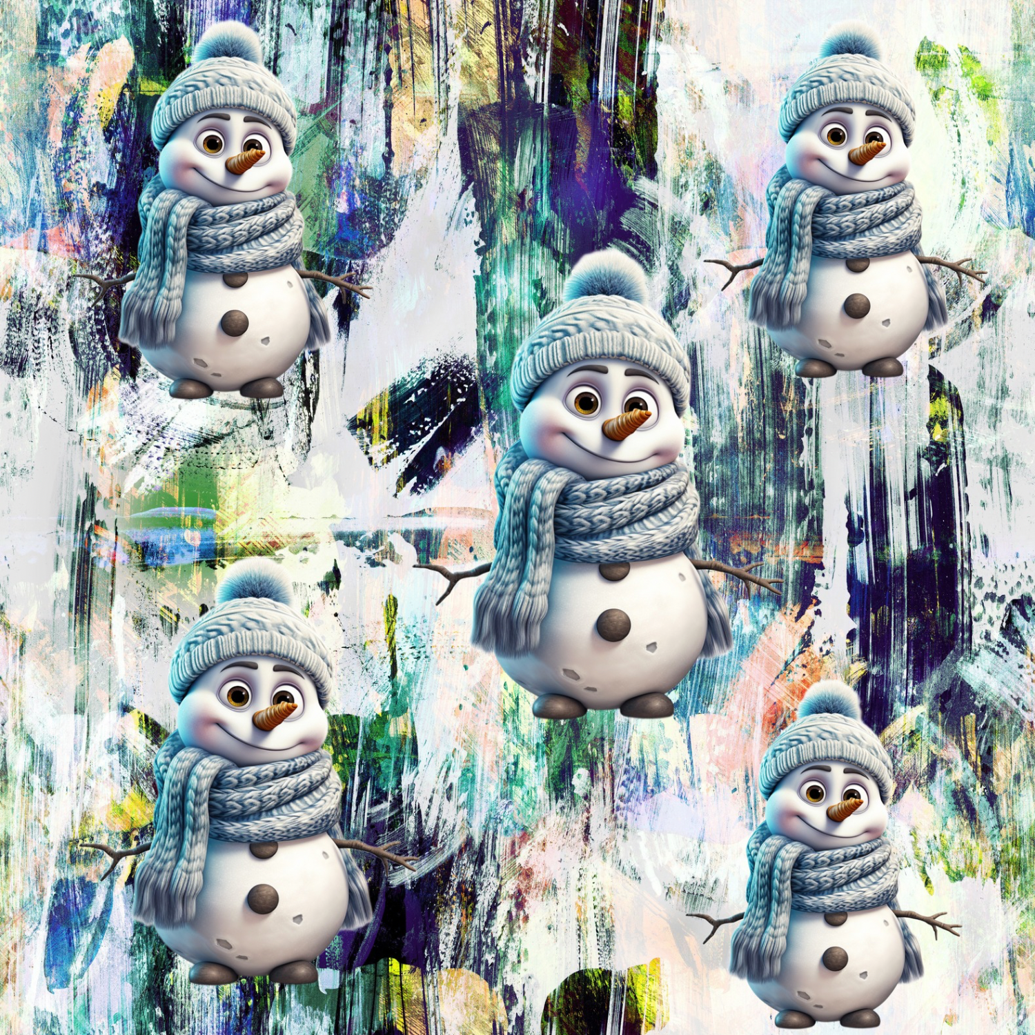Stoff „Snowmen on ice“