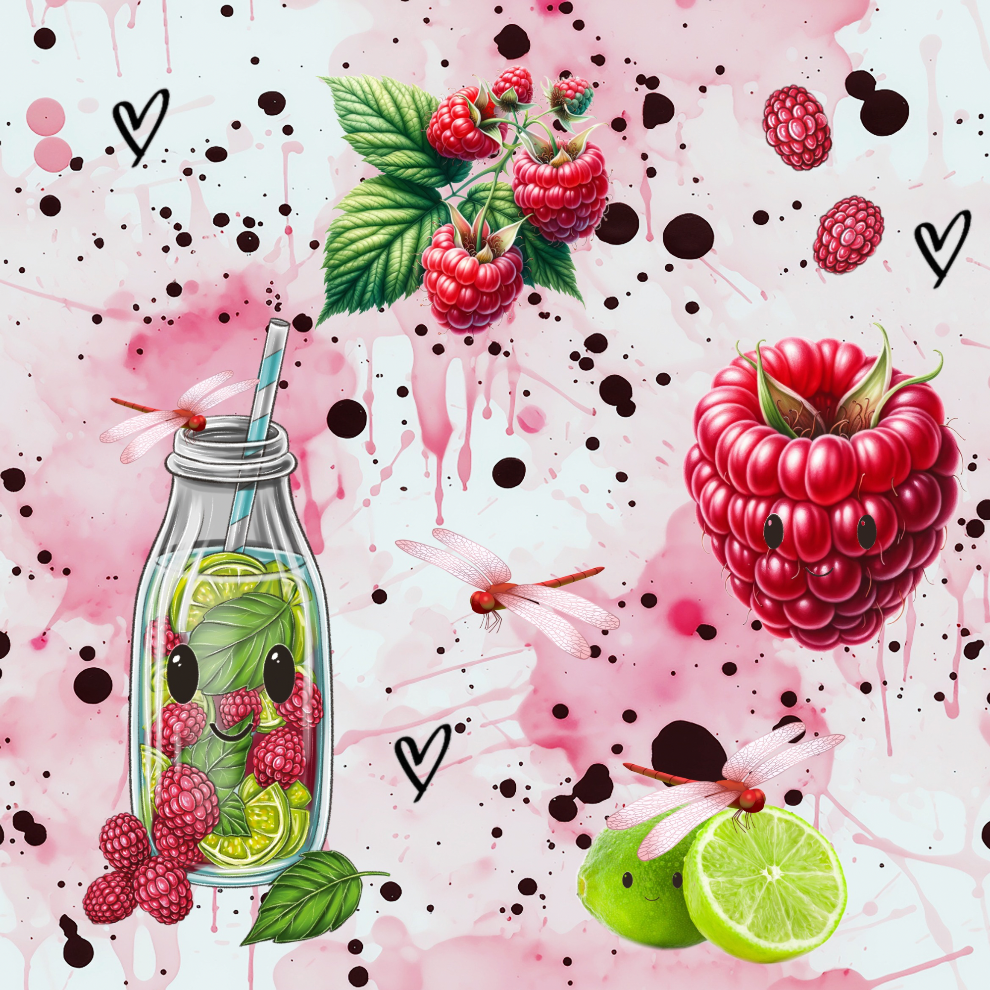 Stoff „Fruits on splash“