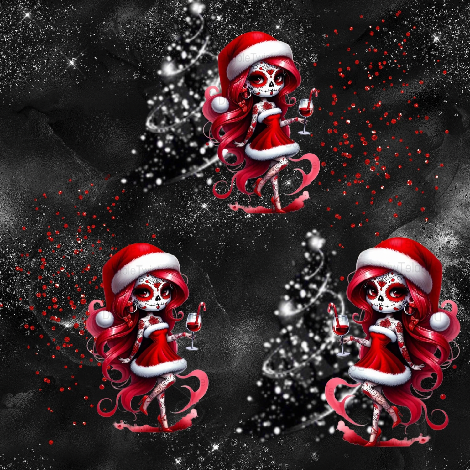 Stoff „Miss Santa“
