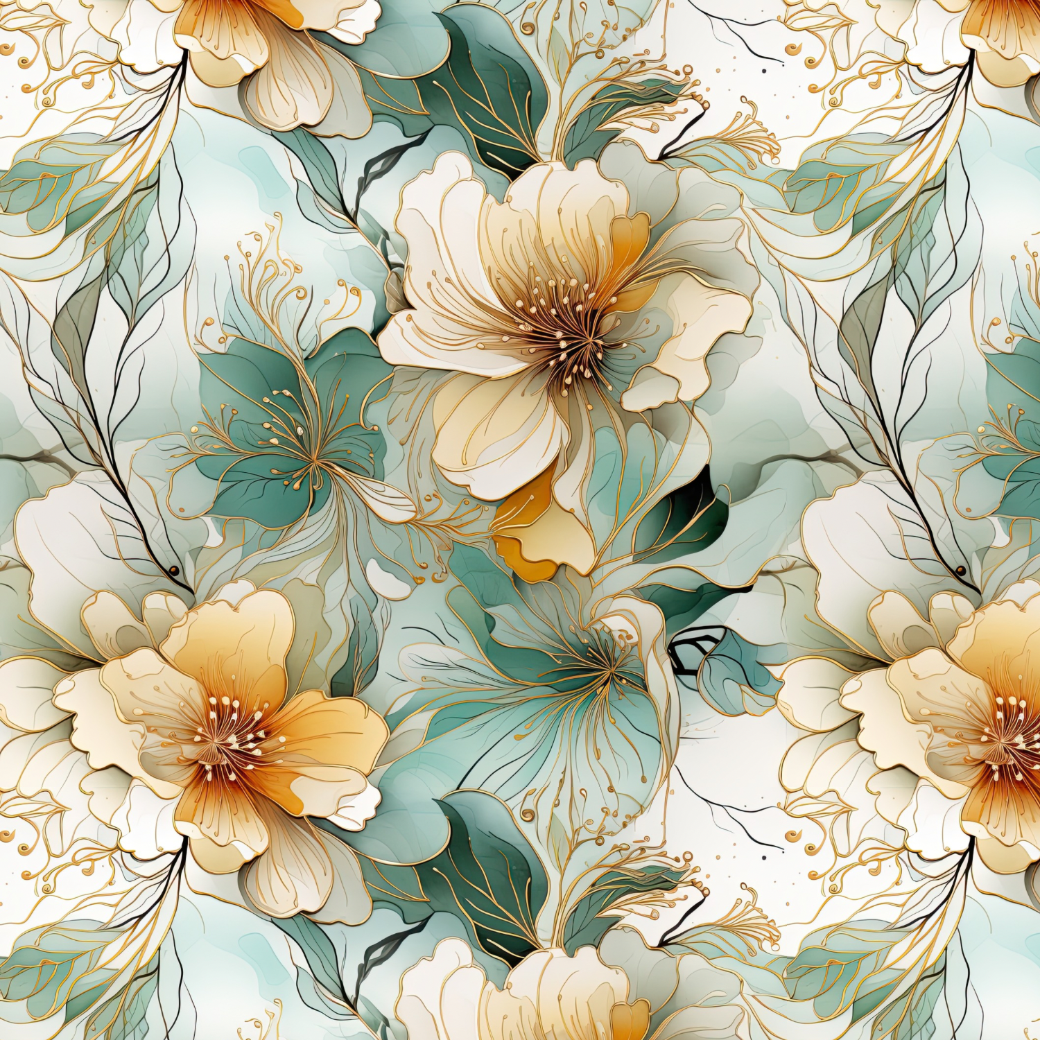 Stoff „Wonderflowers messing“