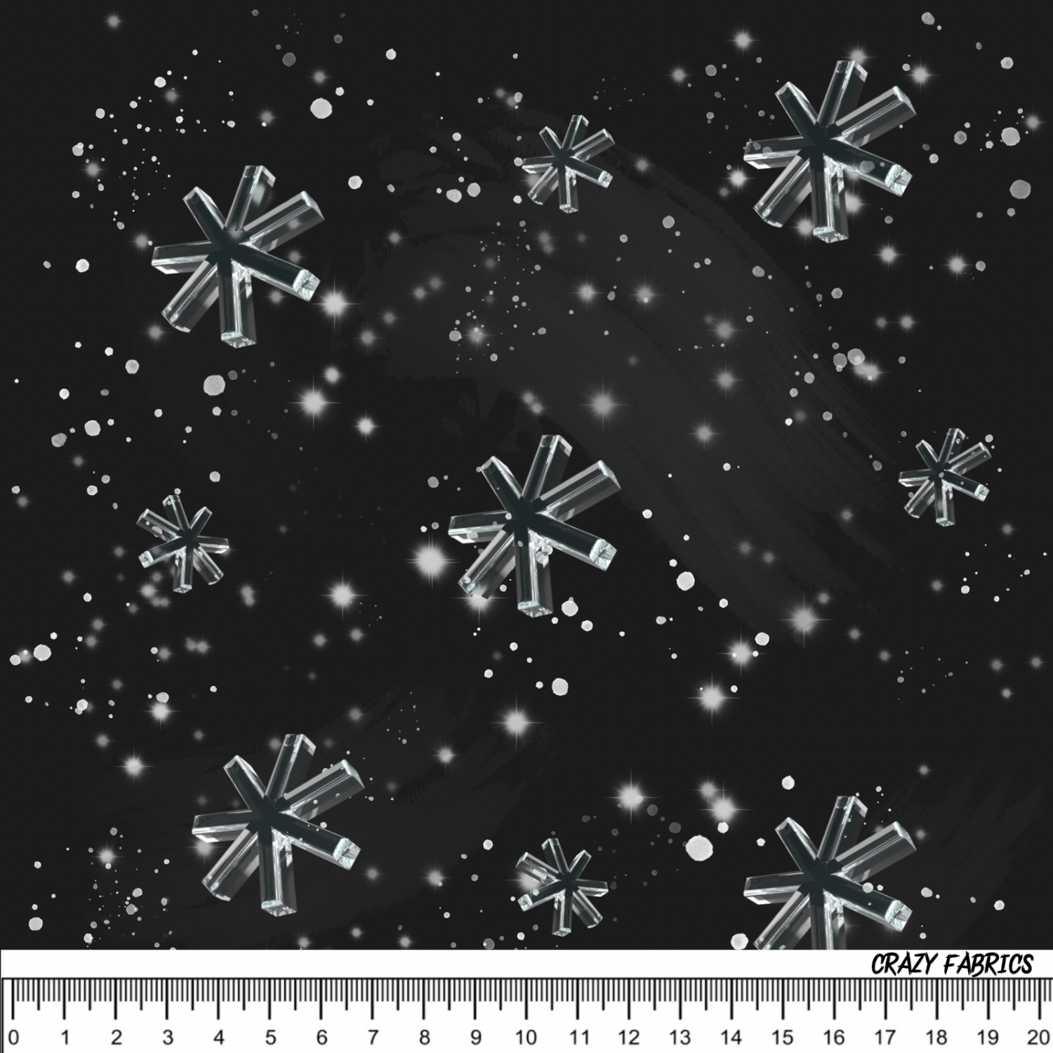 Stoff „Snowflakes in the dark“