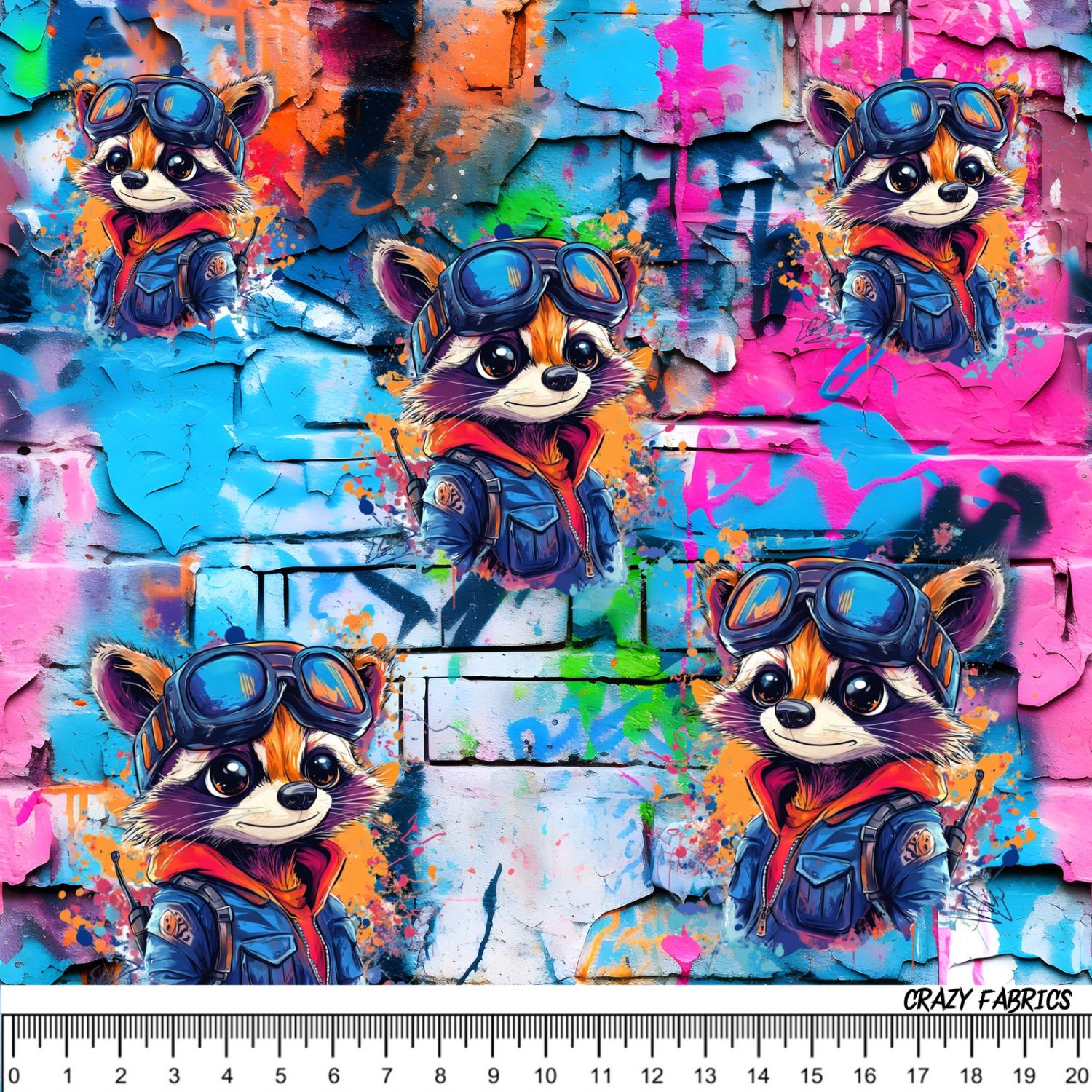 Stoff „Pilot Racoon“