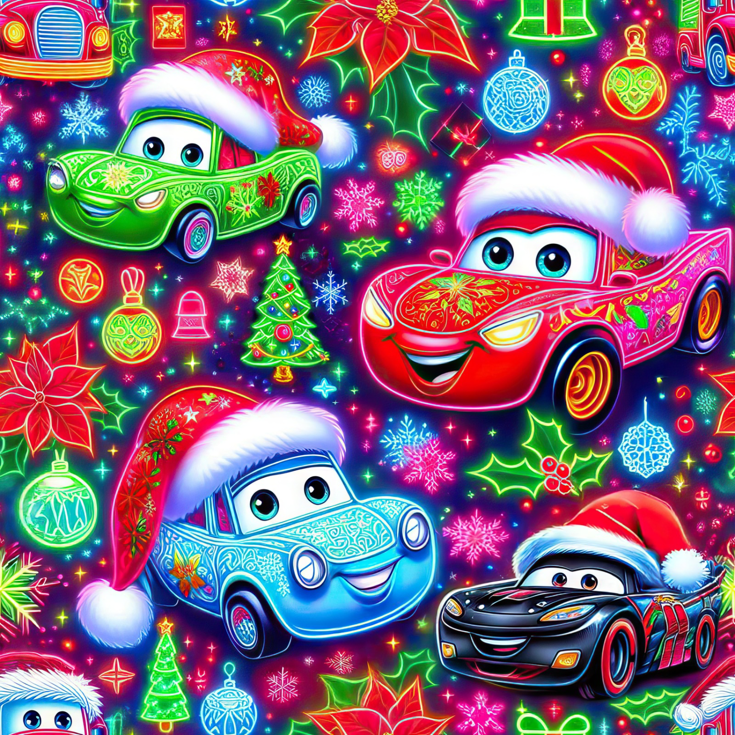 Stoff „Christmas Cars“