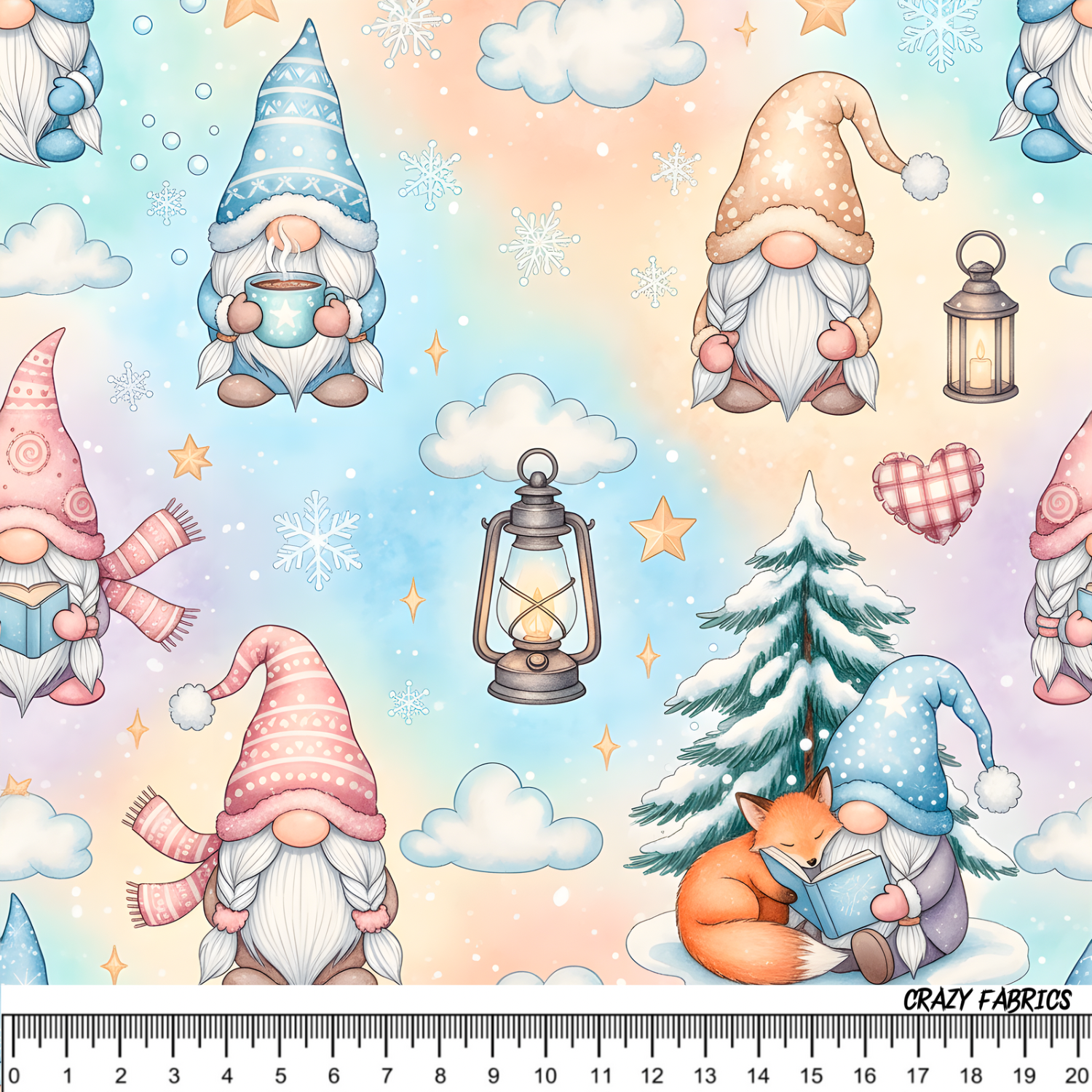 Stoff „Winter Rainbow Zwerg“