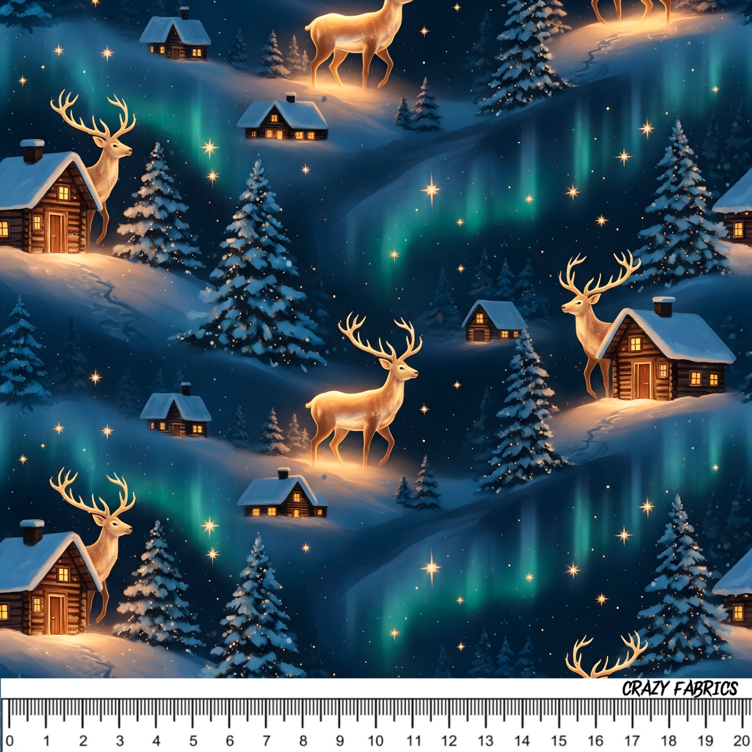 Stoff „Winter Dorf“