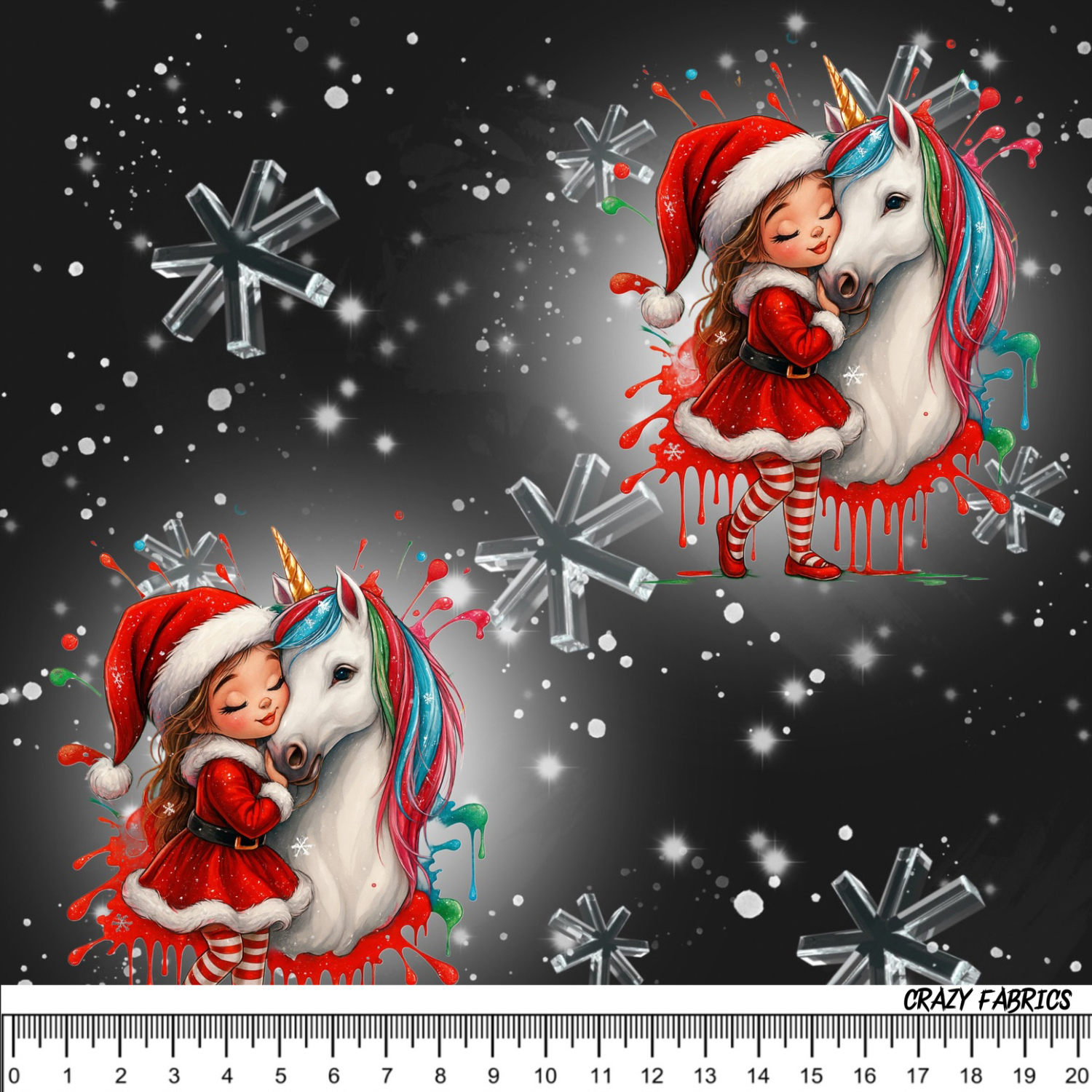 Stoff „Madchen mit Pferd x-mas“