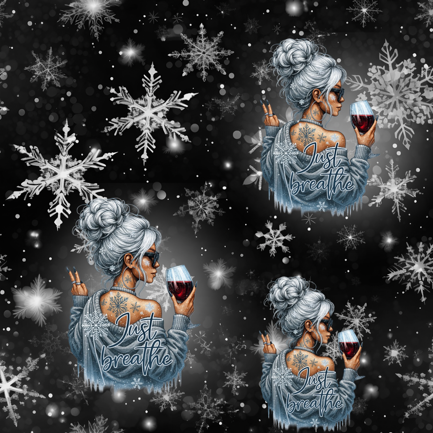 Stoff „Just breather black & Stars“
