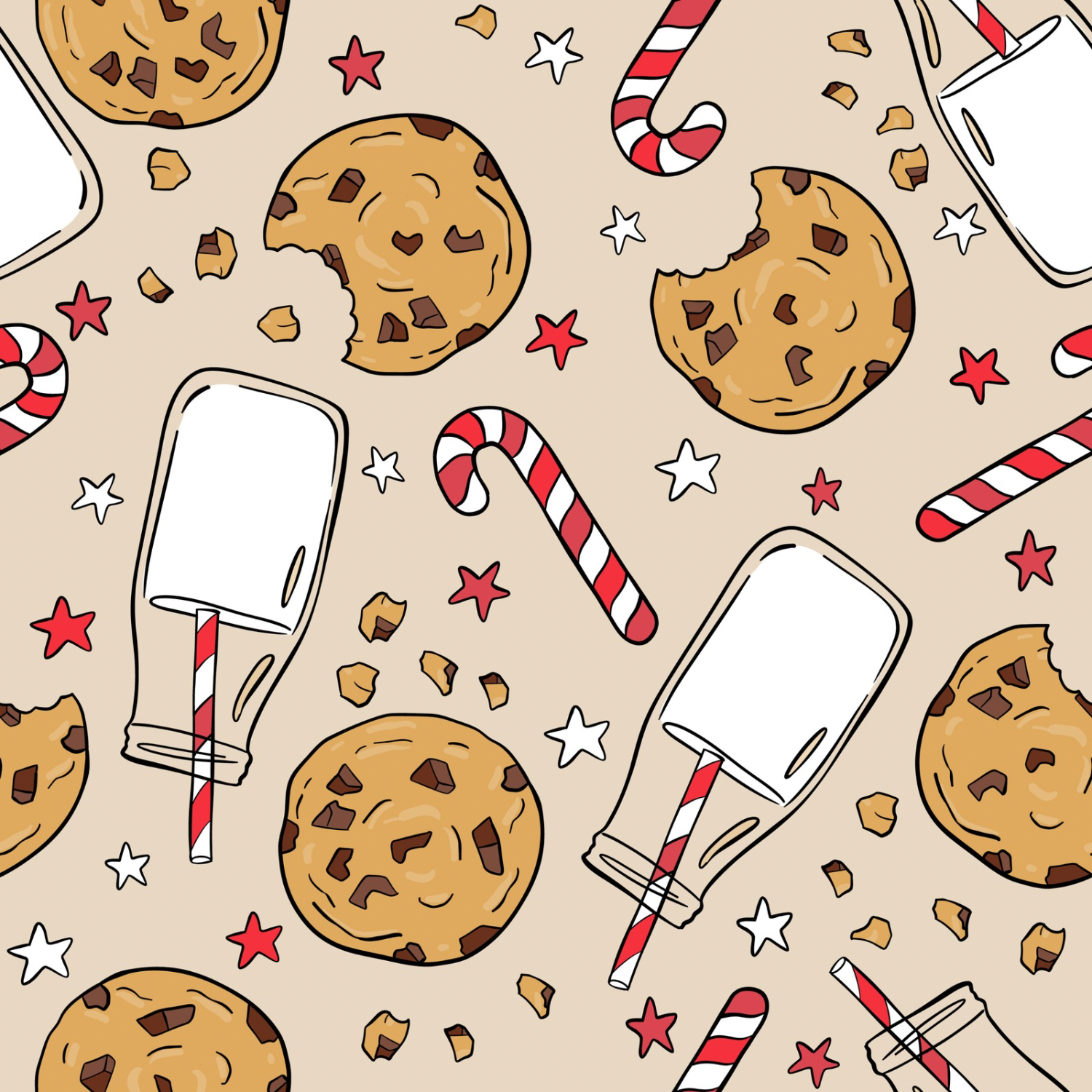 Stoff „Cookie Milk on Christmas Days“