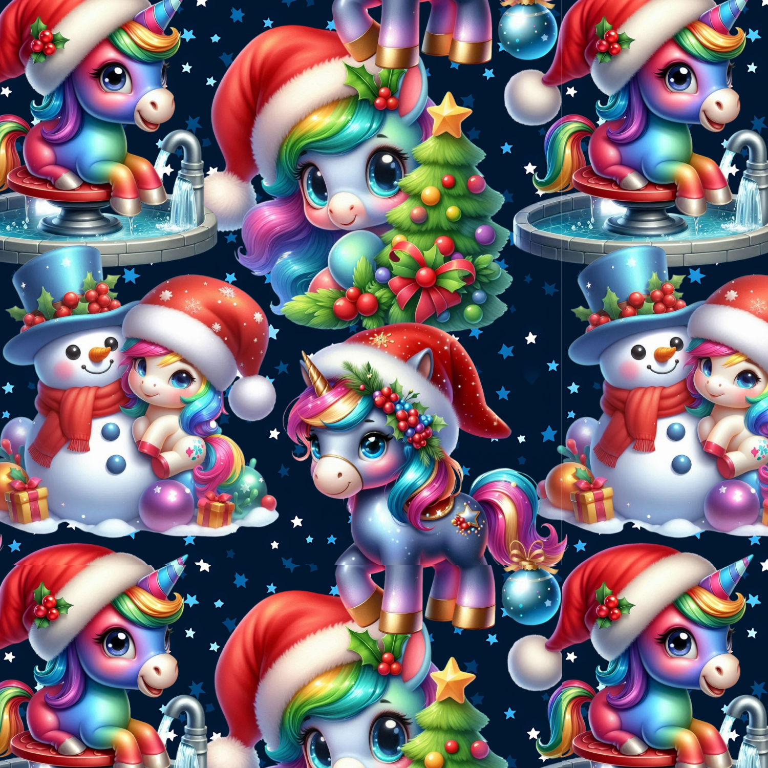 Stoff „Santa Einhorn“