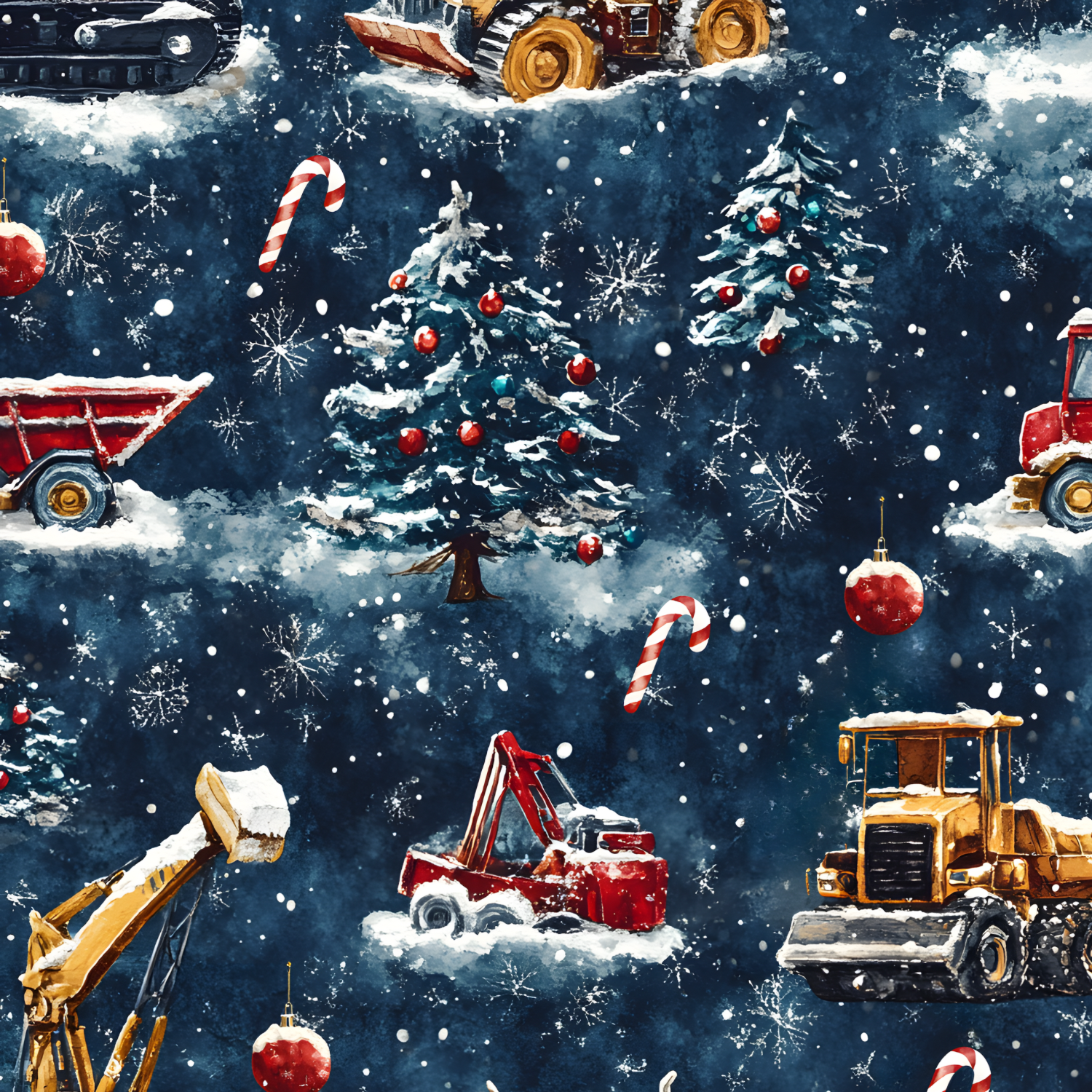 Stoff „Winterbaufahrzeug“