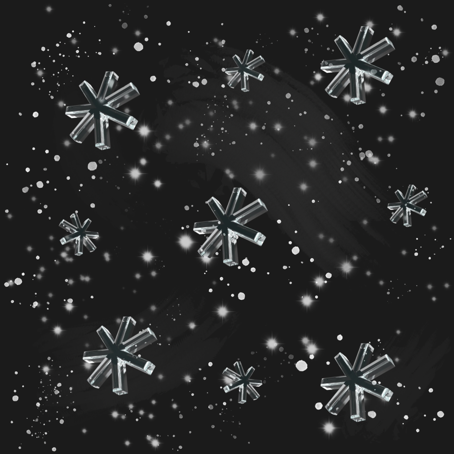 Stoff „Snowflakes in the dark“