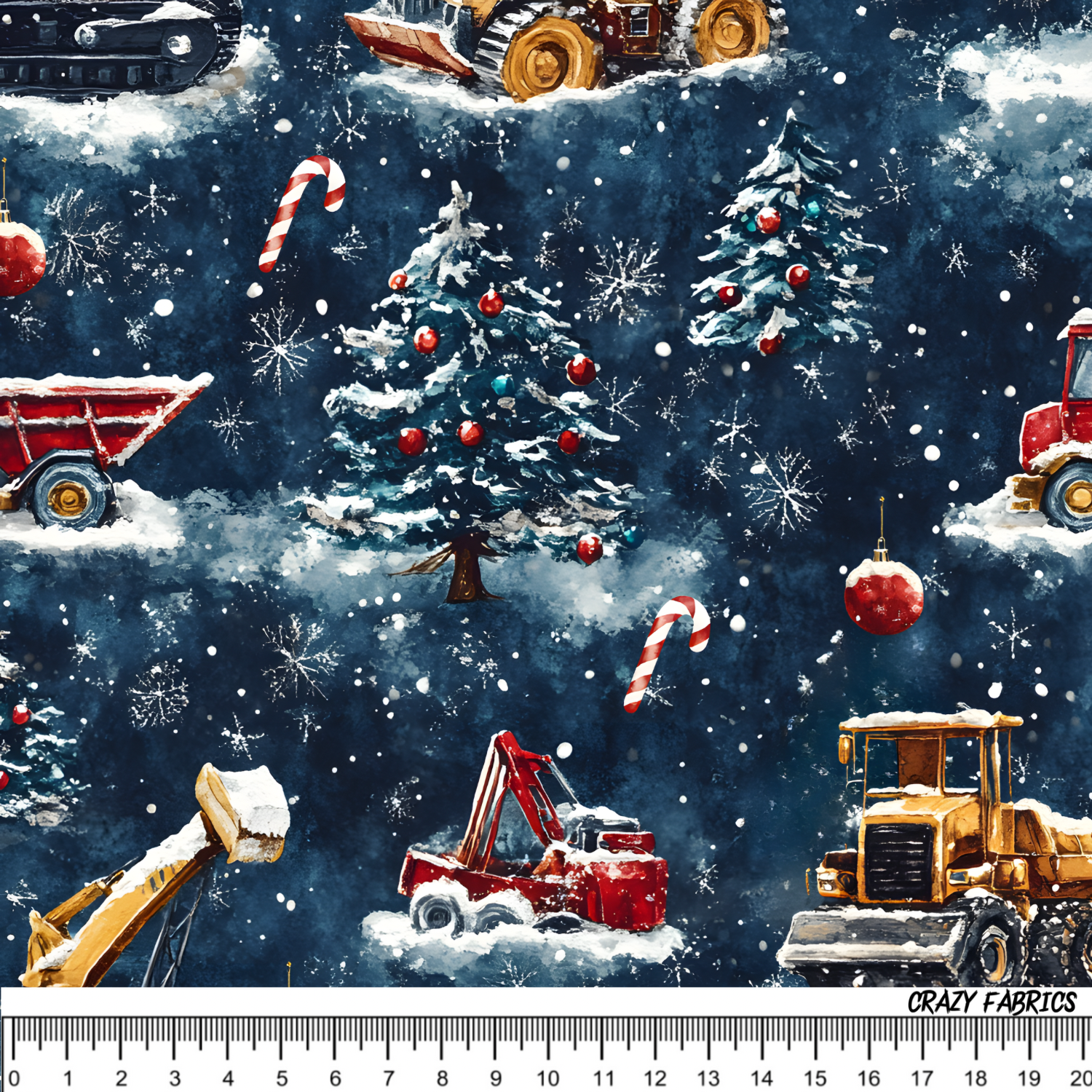 Stoff „Winterbaufahrzeug“