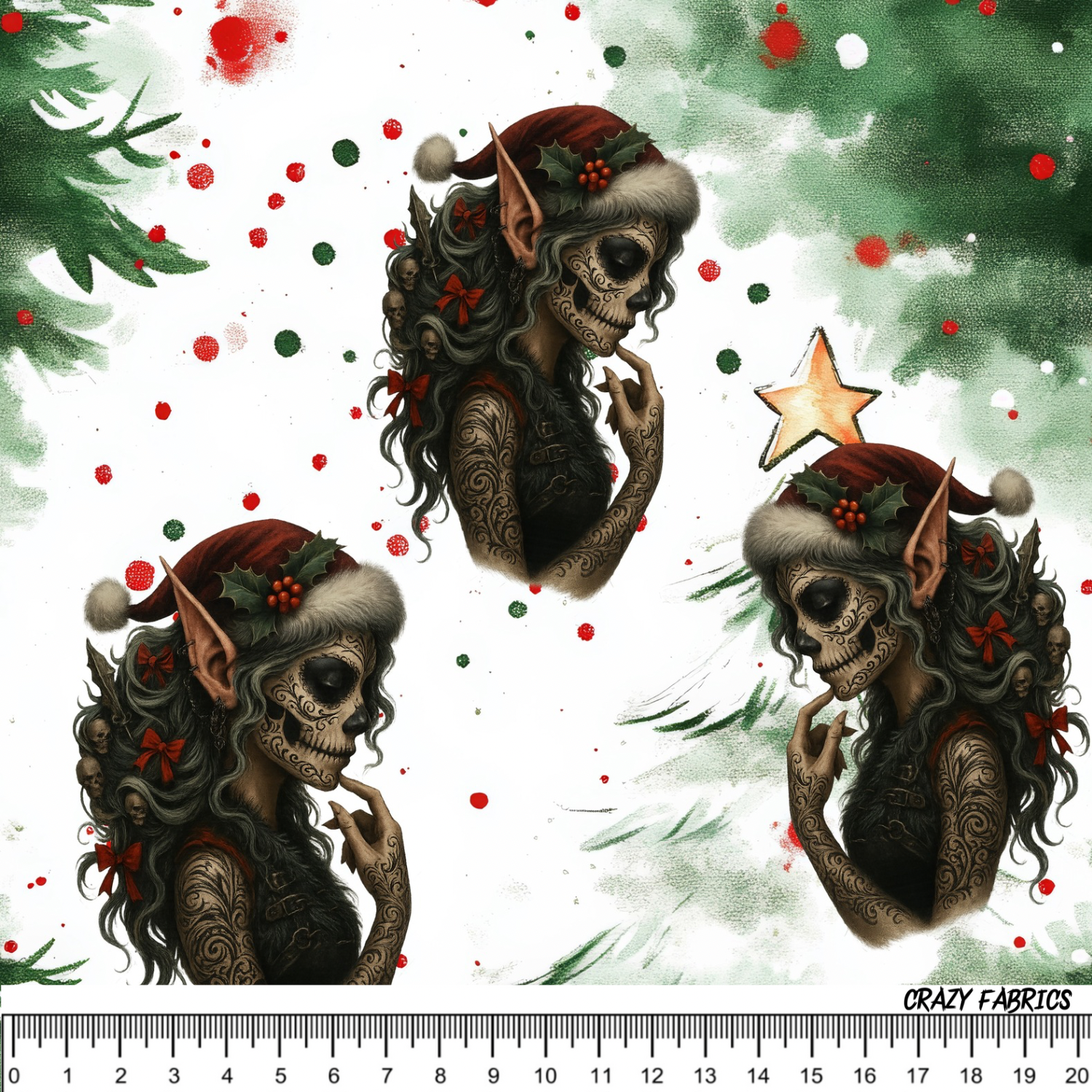 Stoff „X-Mas Elfi Khaki“