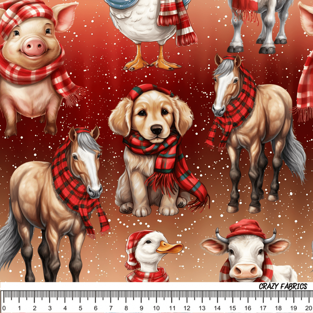 Stoff „Weihnachts Liebkingstiere“ - Crazy Fabrics