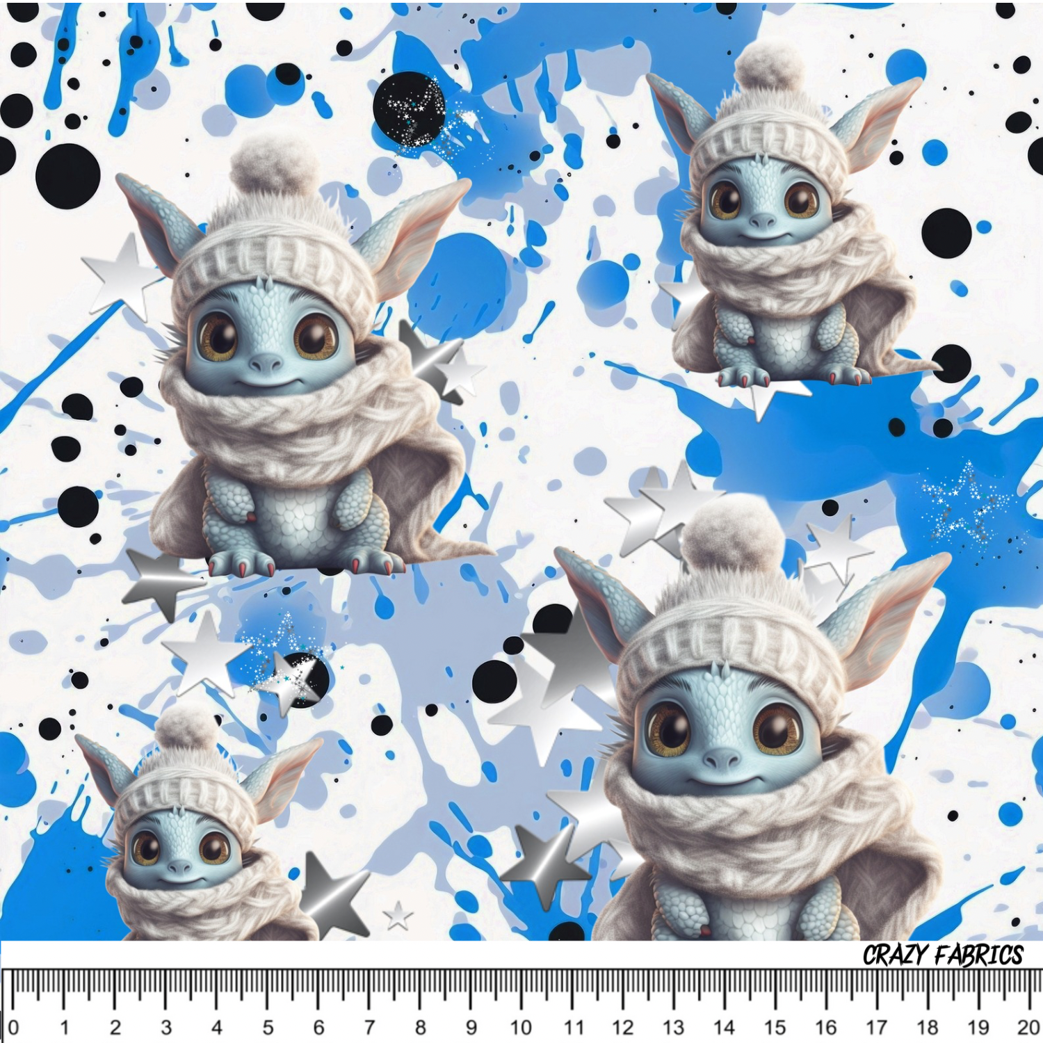 Stoff „Ice blue Dragon“