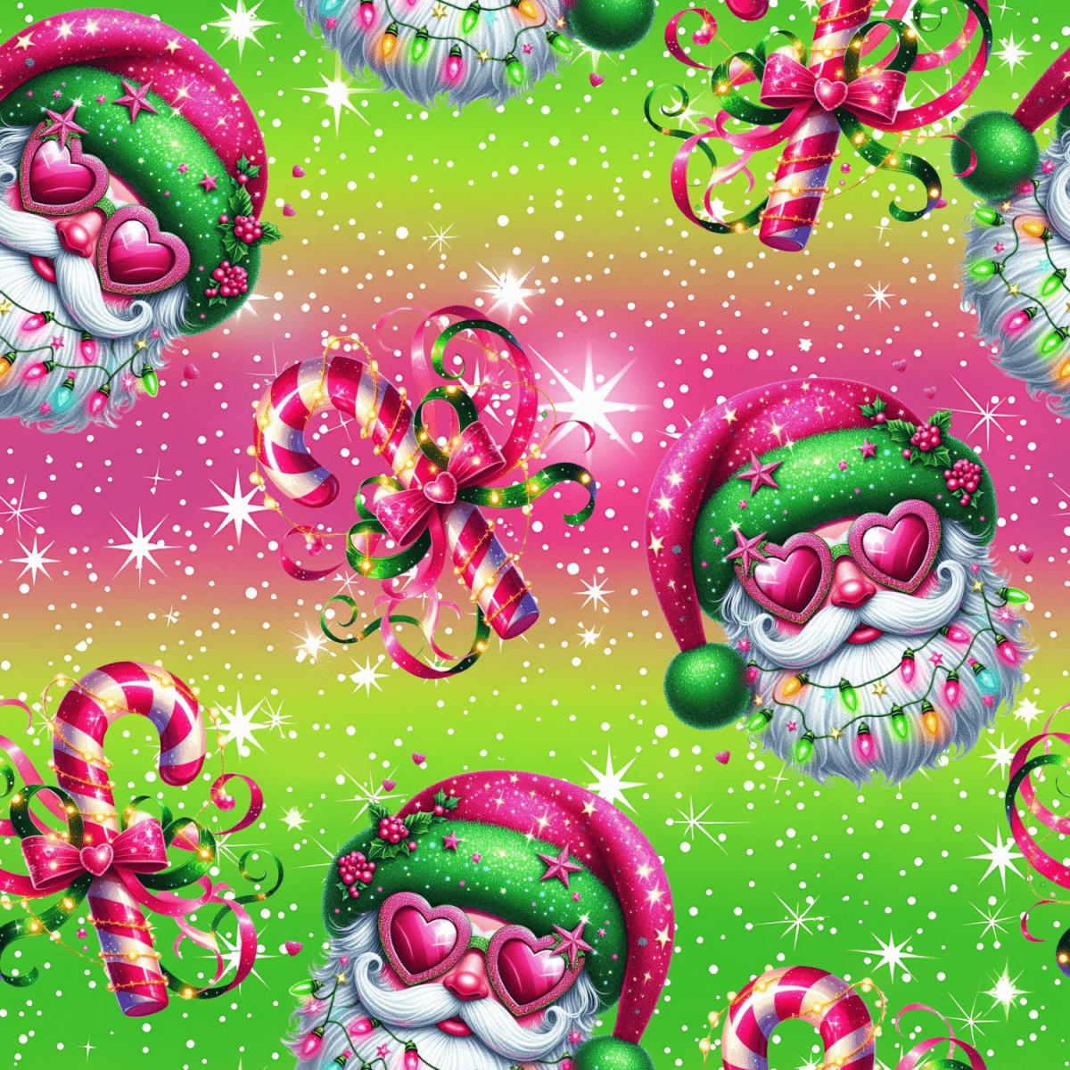 Stoff „Neon Santa“ - Crazy Fabrics