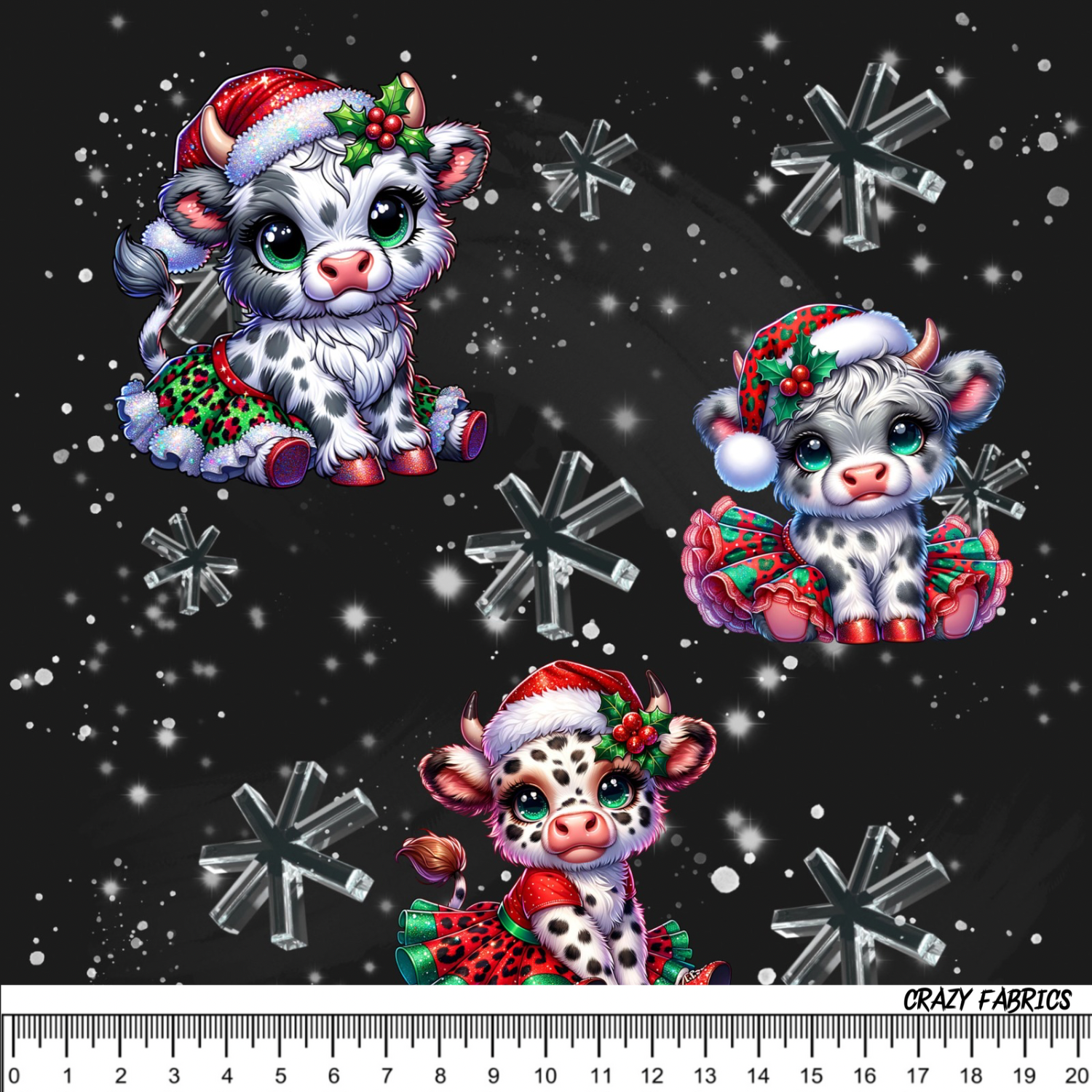 Stoff „X-mas Kuh“