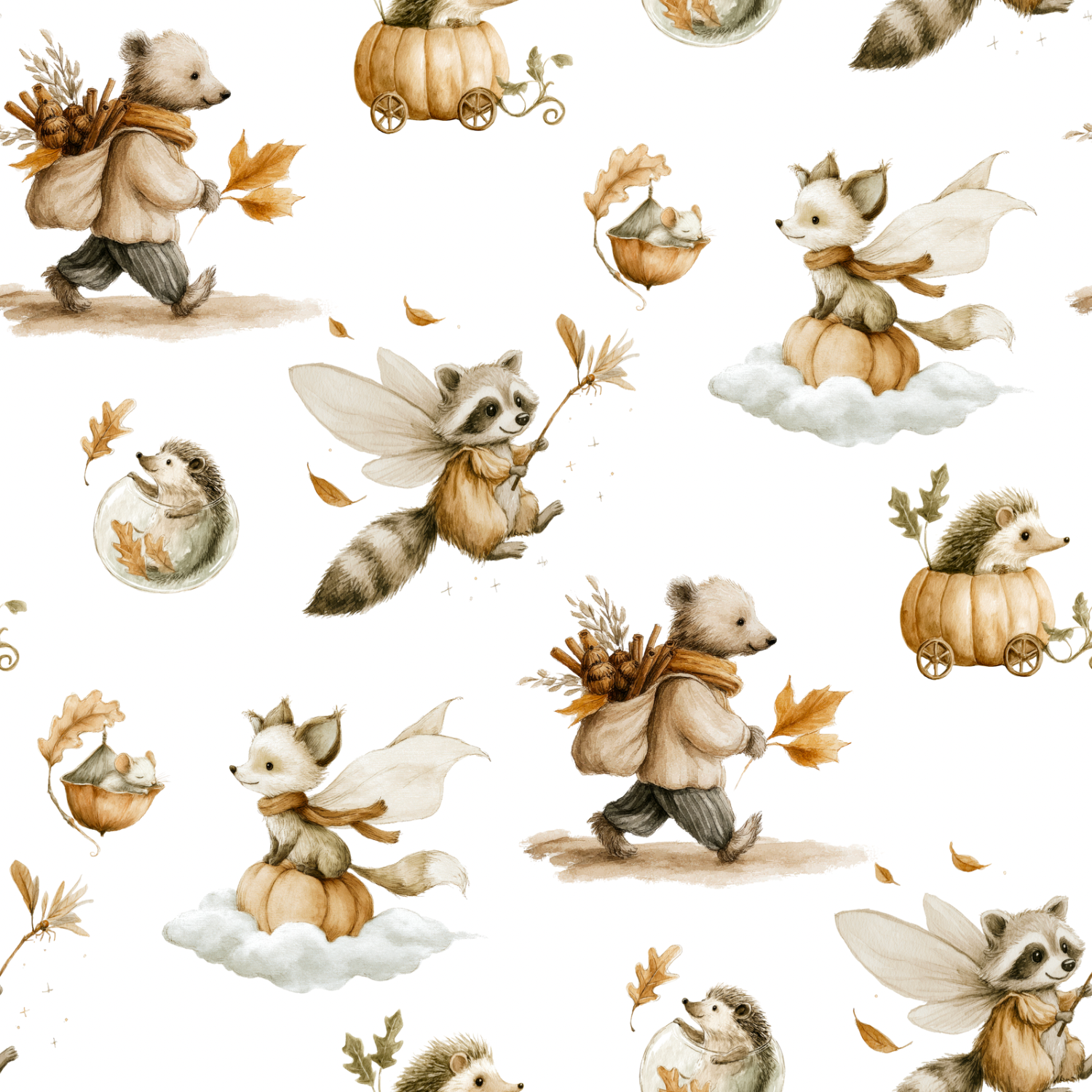 Stoff „Herbst Bär“