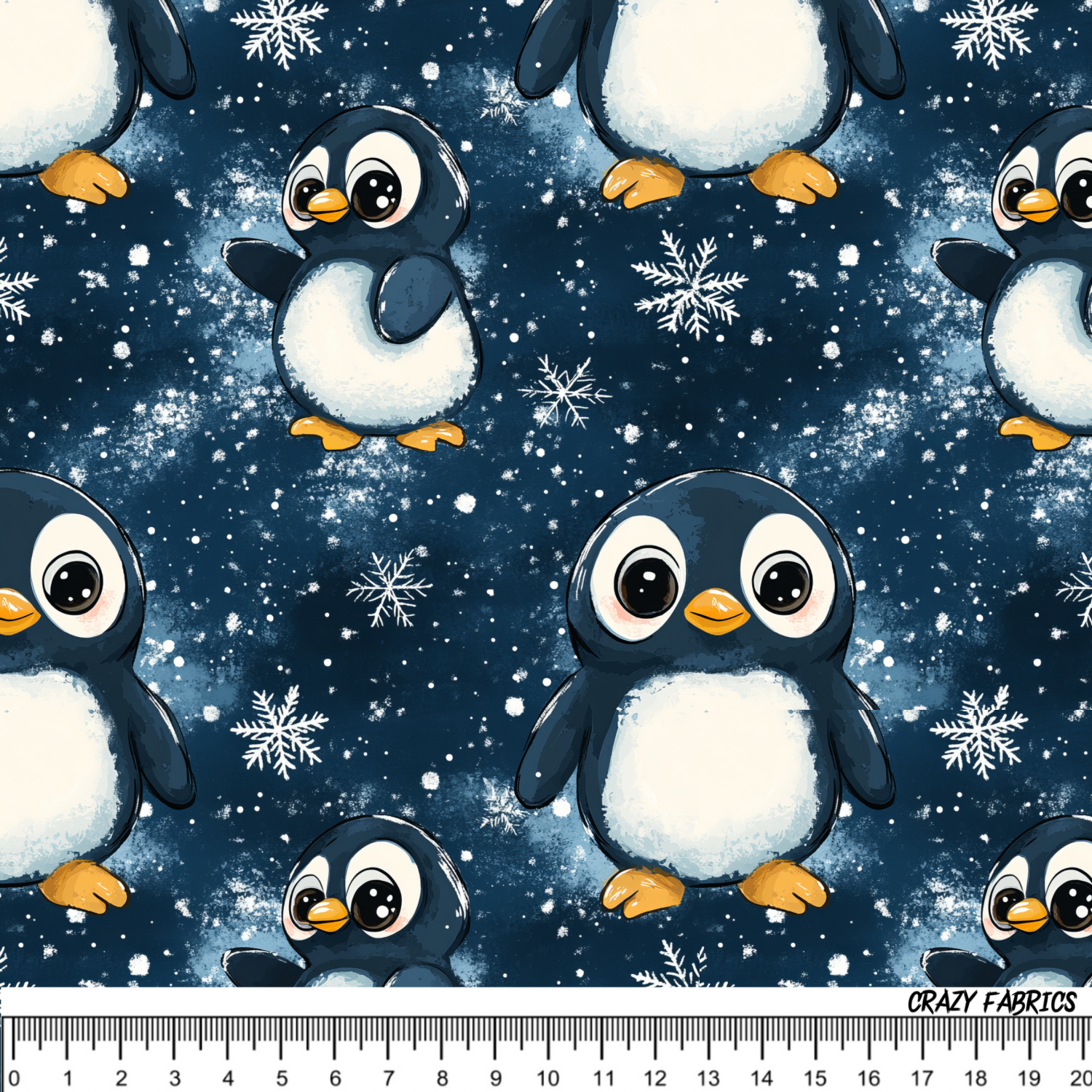 Stoff „Winter Pinguin“