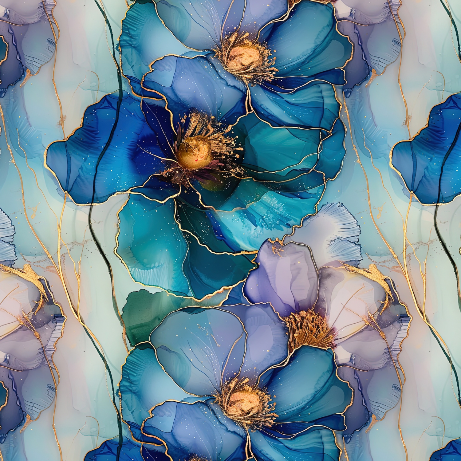 Stoff „Flowers in blue“