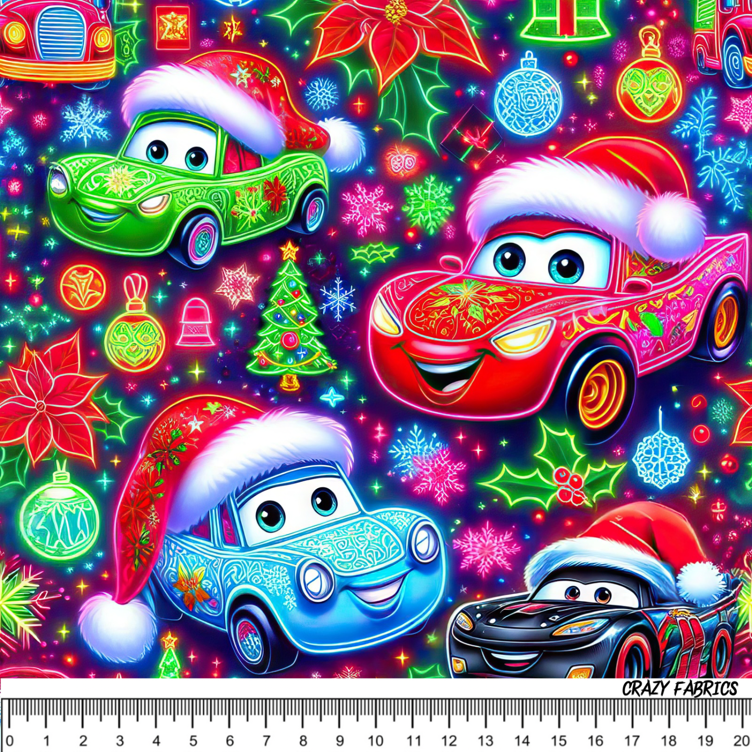 Stoff „Christmas Cars“