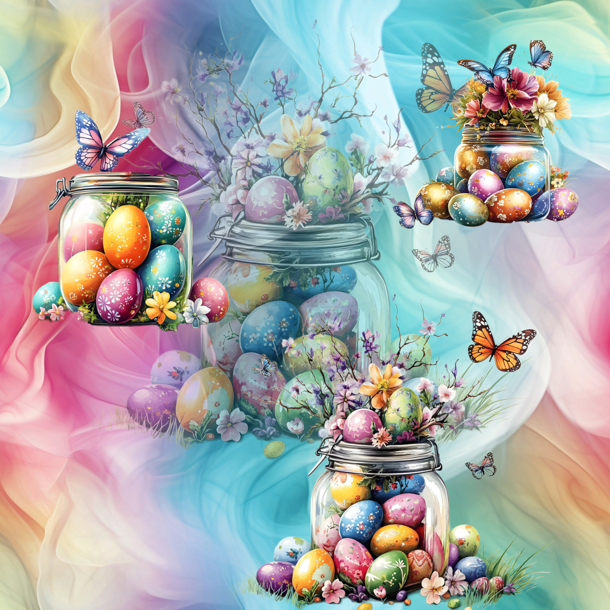 Stoff „Rainbow Egg Glasses“