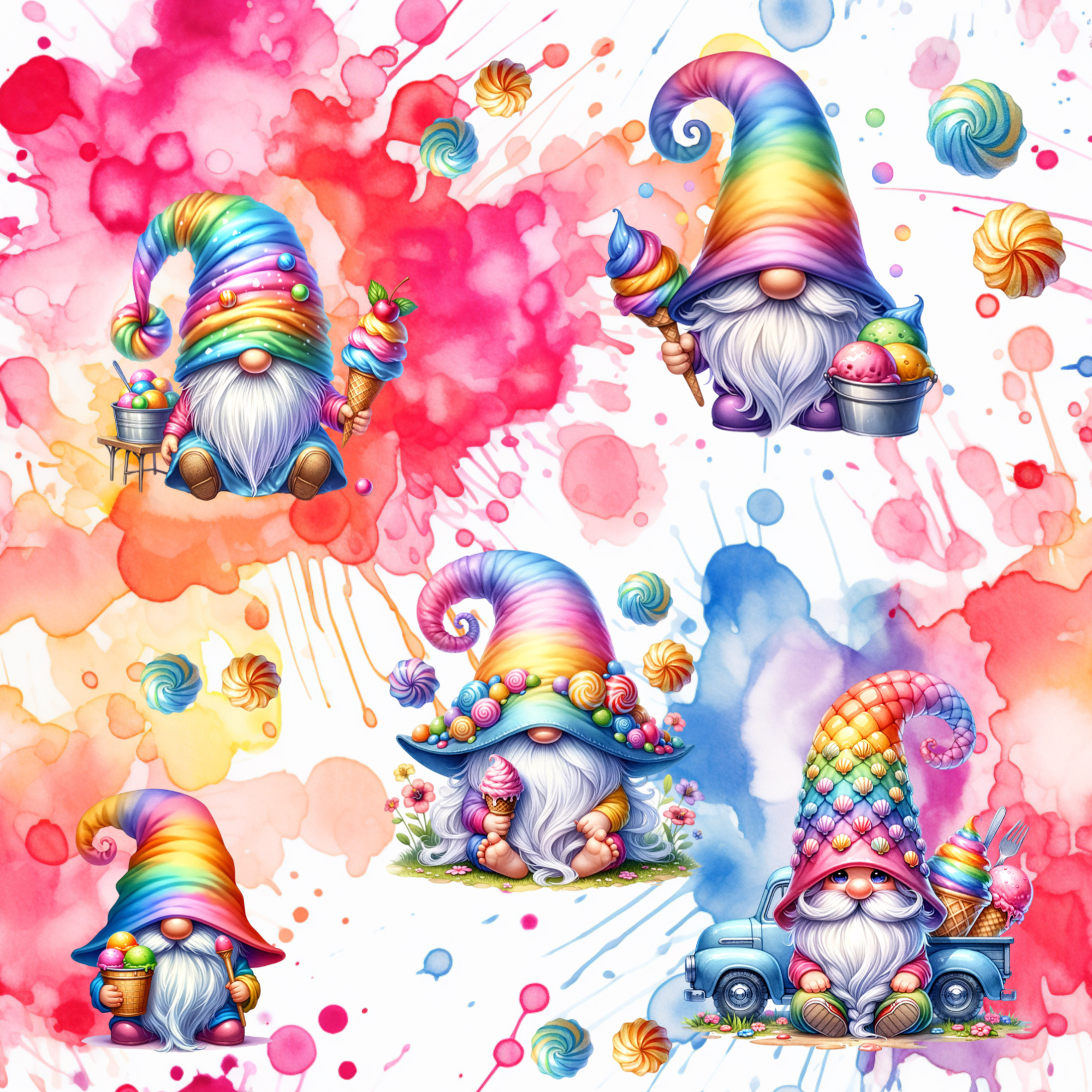 Stoff „Regenbogenzwerge“