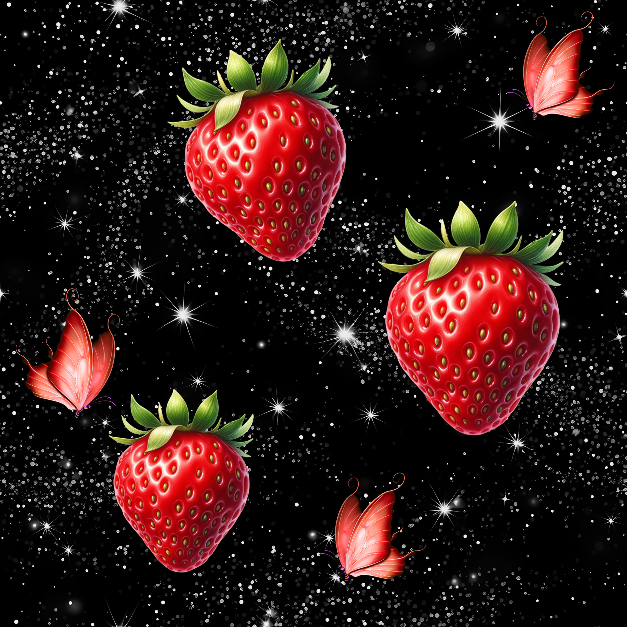 Stoff „Strawberrys in Space“